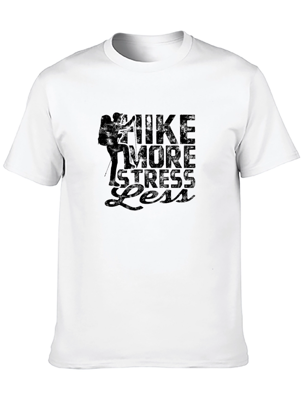 Hike More Stress Less Black Graphic T-Shirt