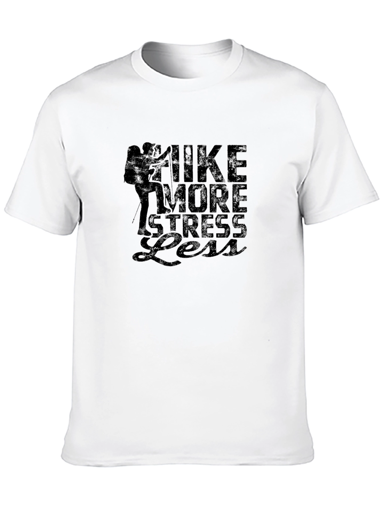 Hike More Stress Less Black Graphic T-Shirt