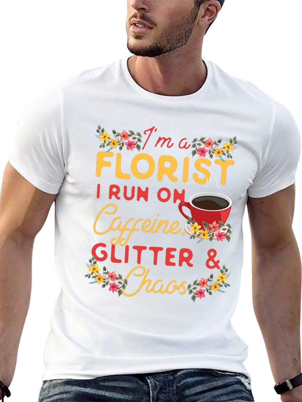 Florist Caffeine Glitter Chaos T-Shirt