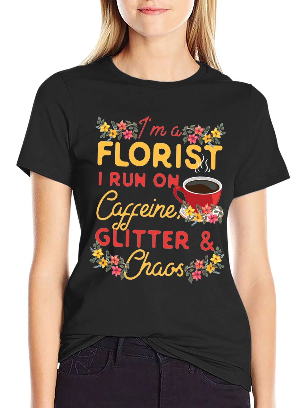 Florist Caffeine Glitter Chaos T-Shirt