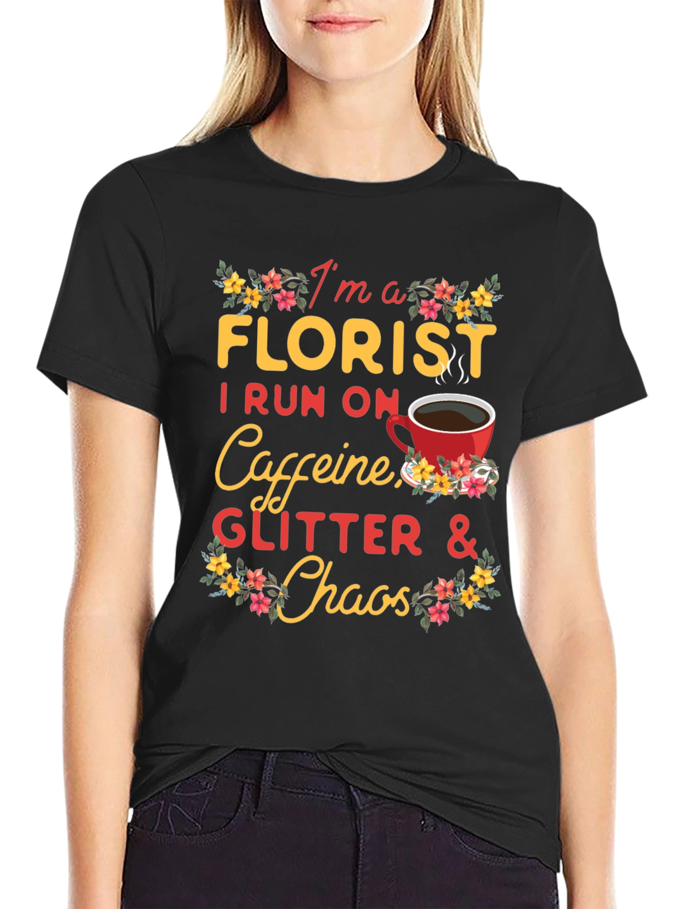 Florist Caffeine Glitter Chaos T-Shirt