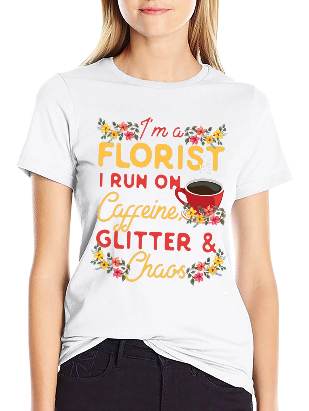 Florist Caffeine Glitter Chaos T-Shirt