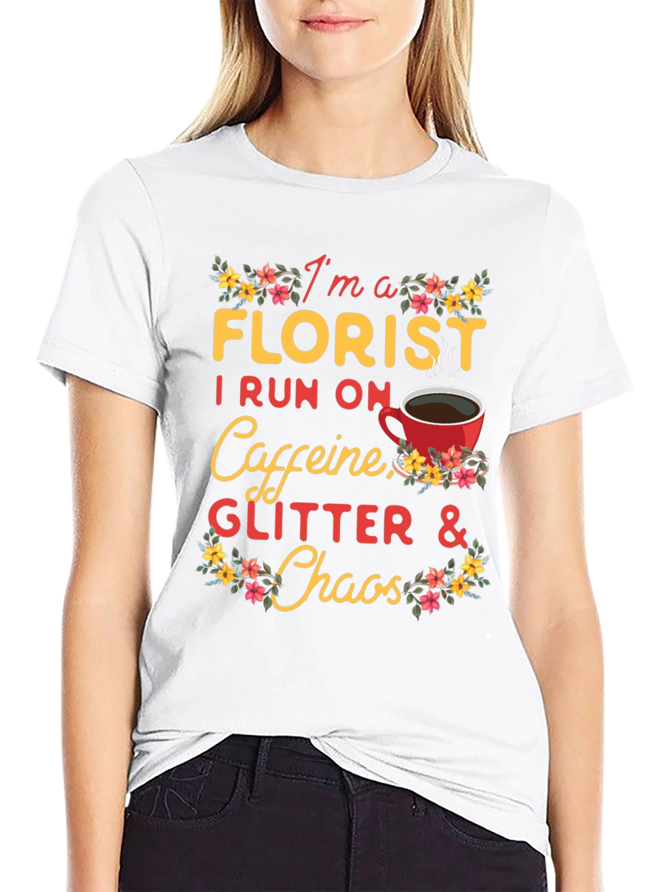 Florist Caffeine Glitter Chaos T-Shirt