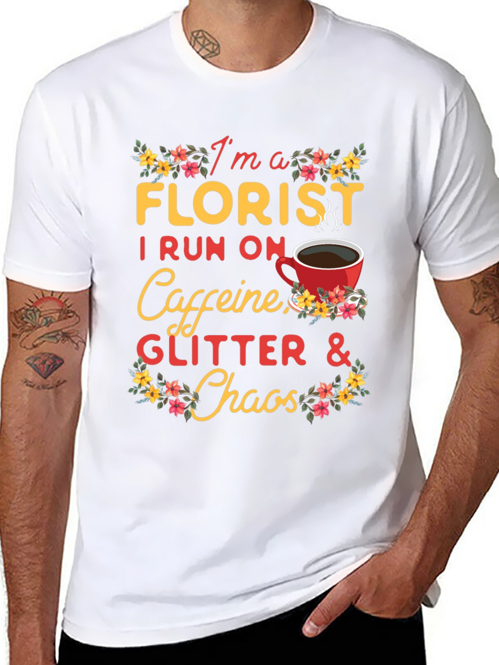 Florist Caffeine Glitter Chaos T-Shirt