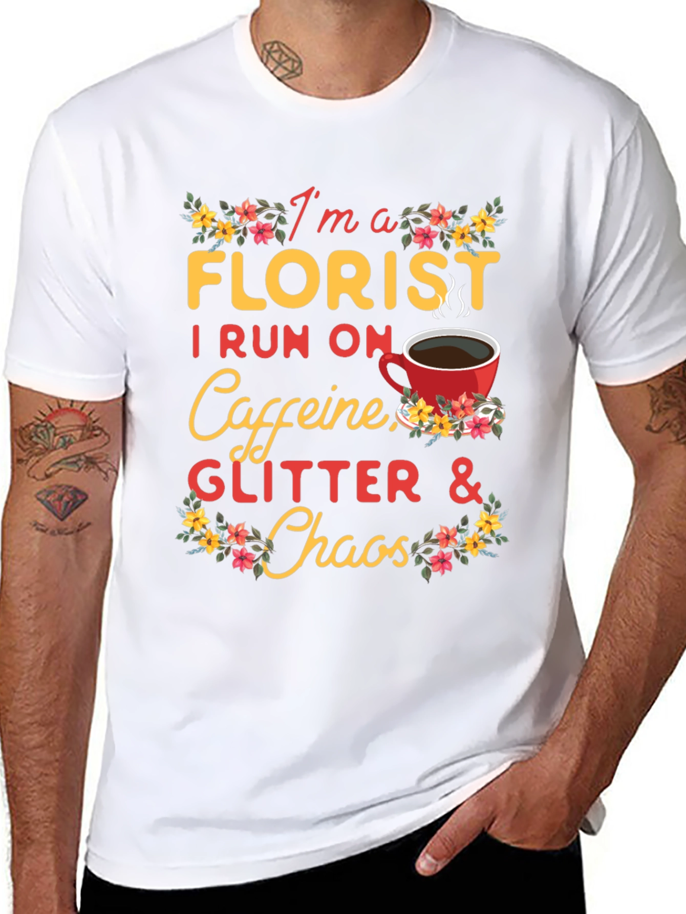 Florist Caffeine Glitter Chaos T-Shirt