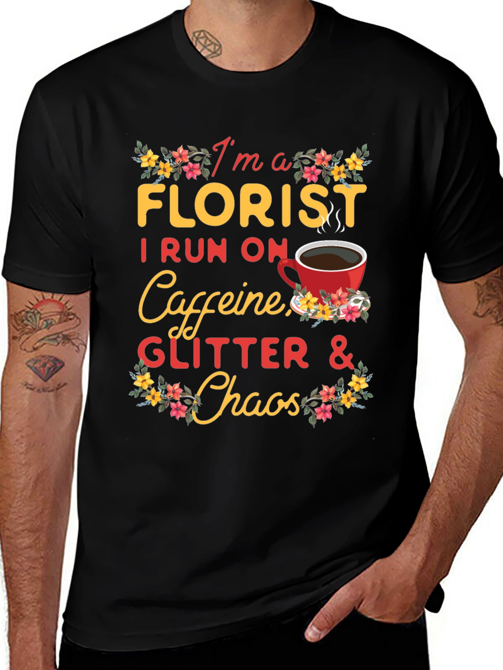 Florist Caffeine Glitter Chaos T-Shirt