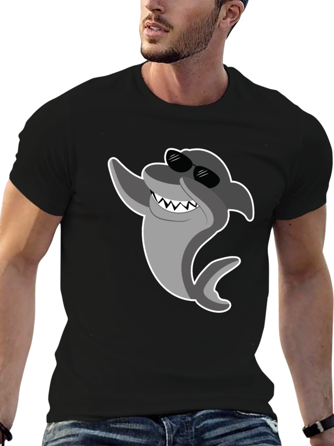 Cool Shark Graphic T-Shirt - Black Cotton Tee