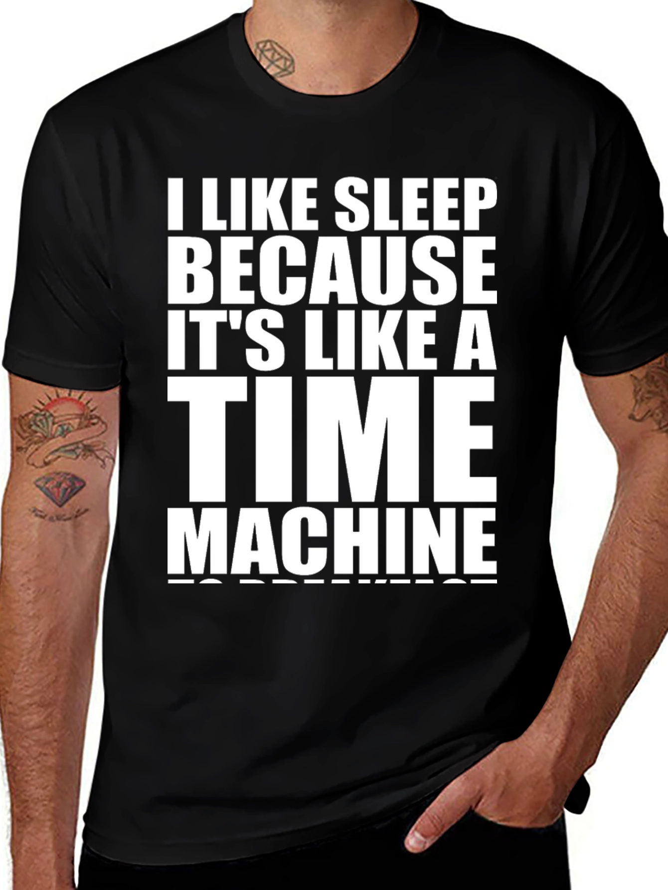 I Like Sleep Time Machine Black Graphic T-Shirt