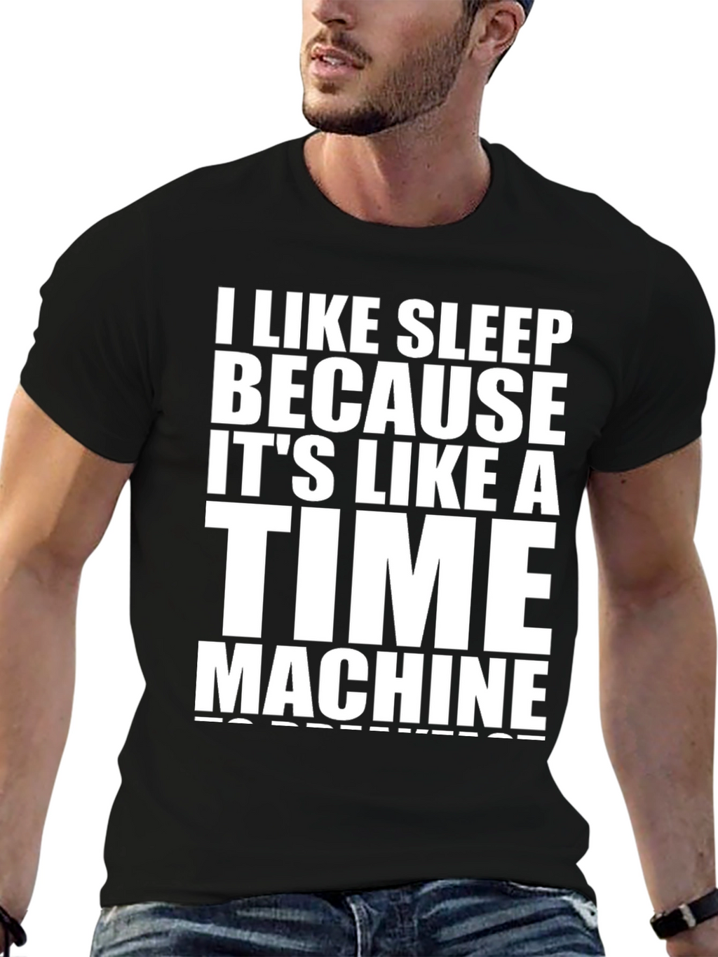 I Like Sleep Time Machine Black Graphic T-Shirt