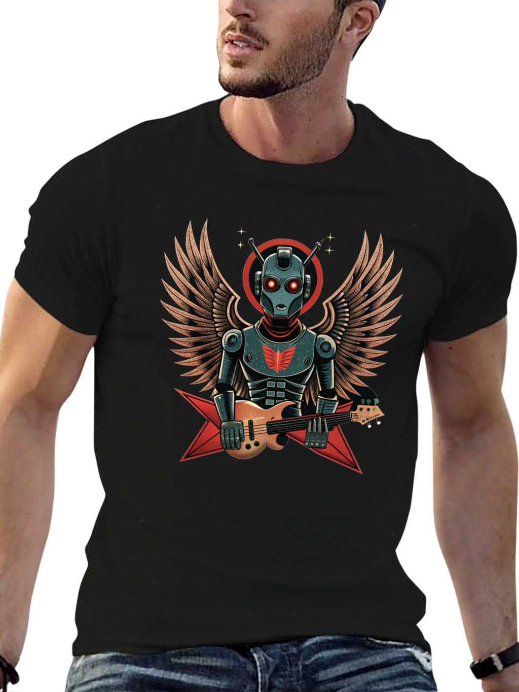 Robot Guitarist Graphic T-Shirt