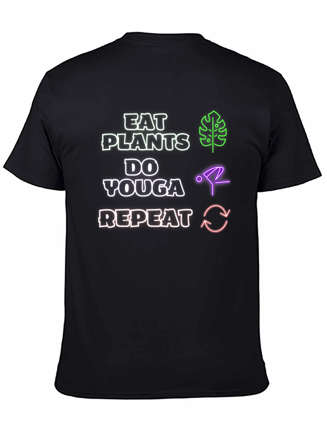 Eat Plants Do Youga Repeat Black T-Shirt