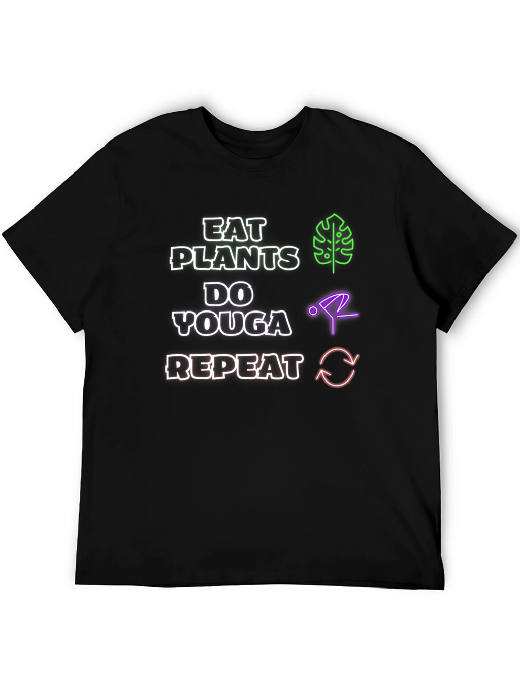 Eat Plants Do Youga Repeat Black T-Shirt
