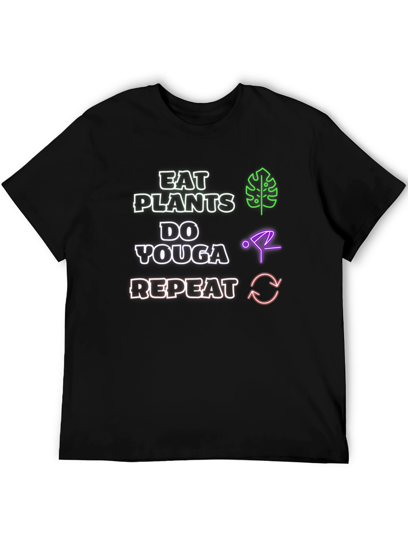 Eat Plants Do Youga Repeat Black T-Shirt