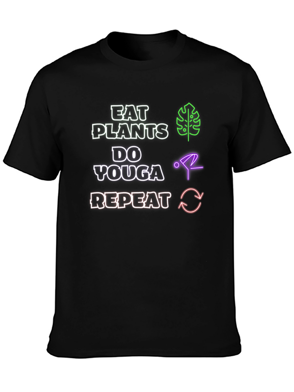 Eat Plants Do Youga Repeat Black T-Shirt
