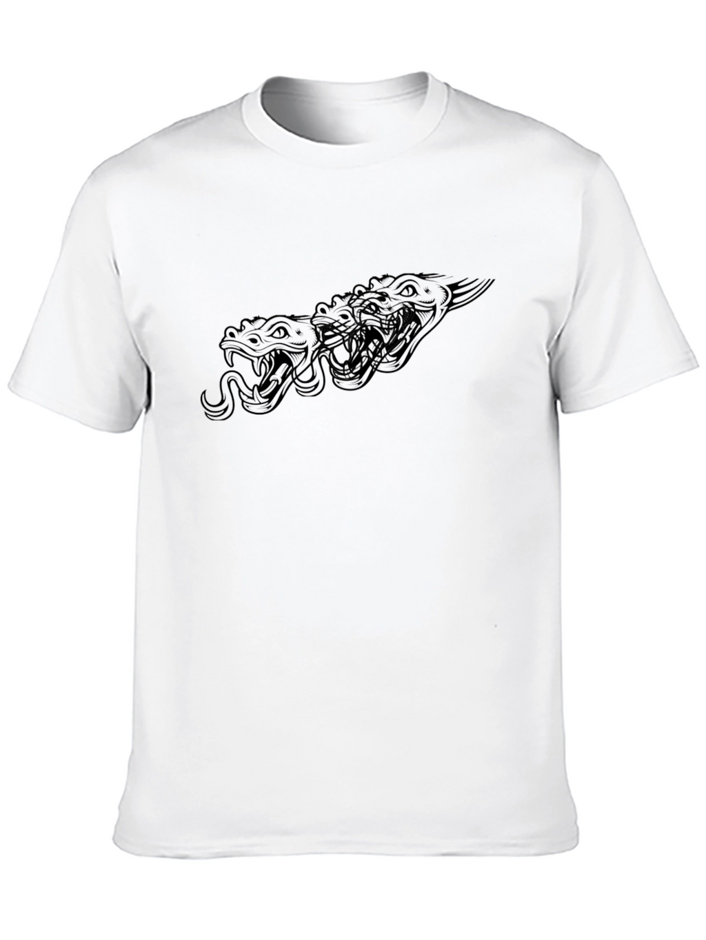 Mens Black Snake Heads Graphic T-Shirt