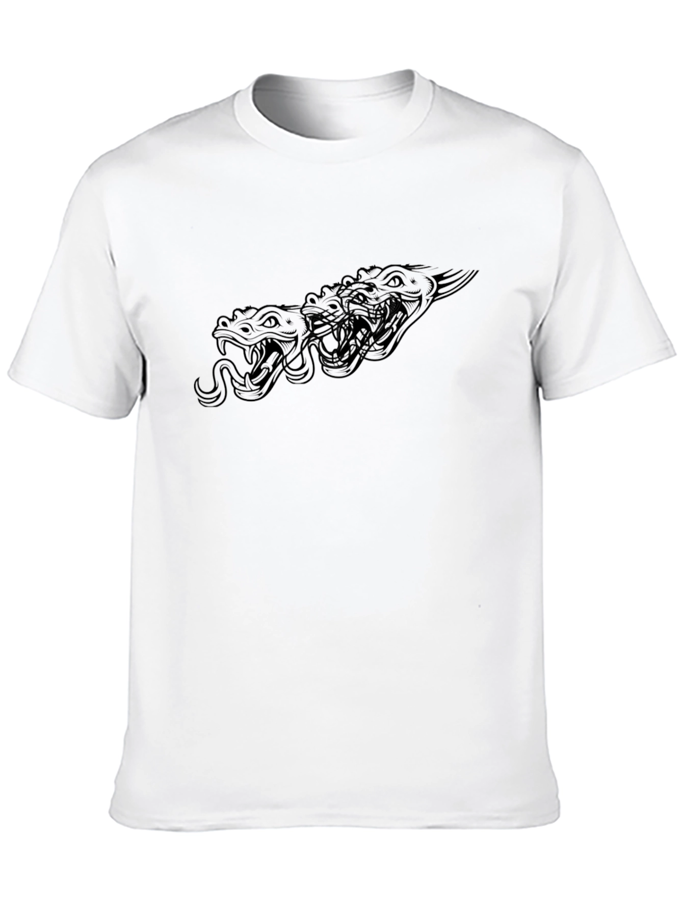 Mens Black Snake Heads Graphic T-Shirt