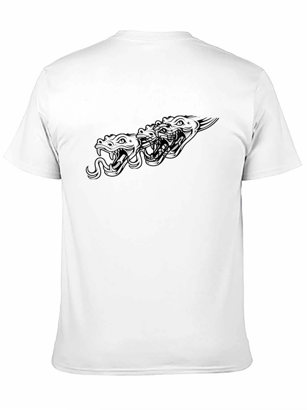 Mens Black Snake Heads Graphic T-Shirt