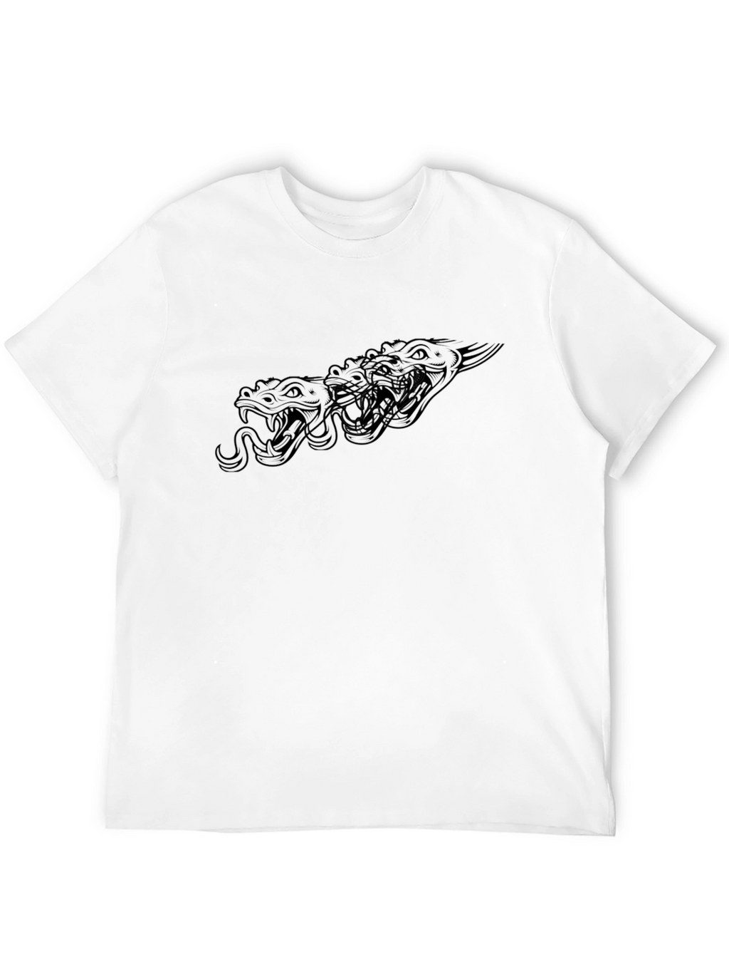 Mens Black Snake Heads Graphic T-Shirt