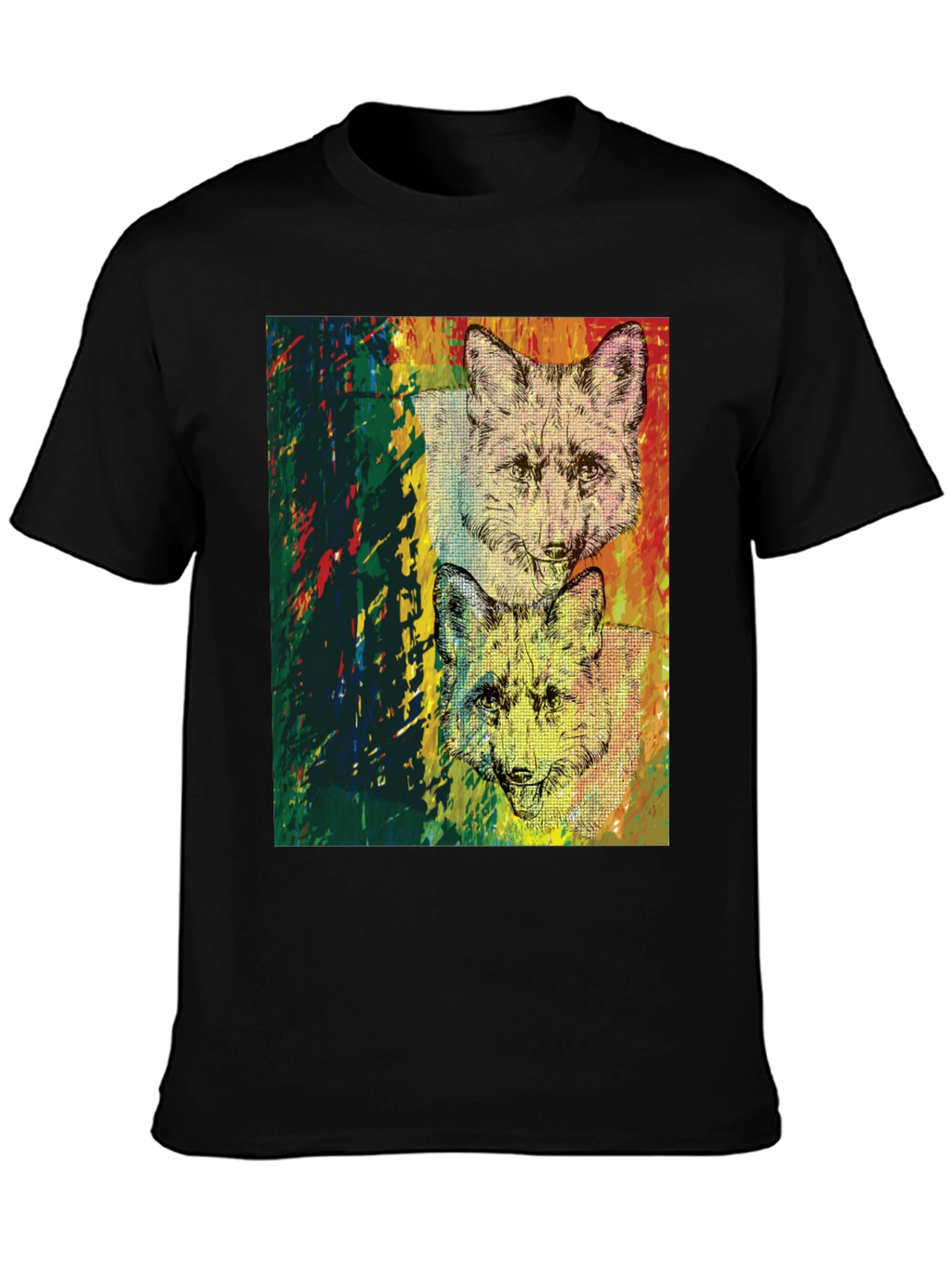 Fox Graphic Print Black T-Shirt
