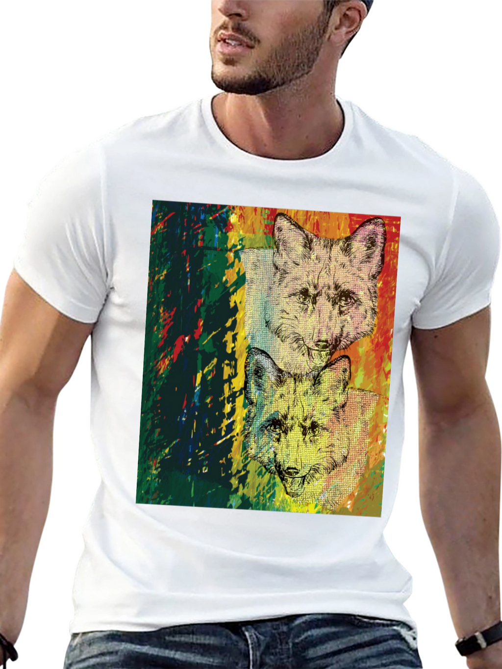 Fox Graphic Print Black T-Shirt