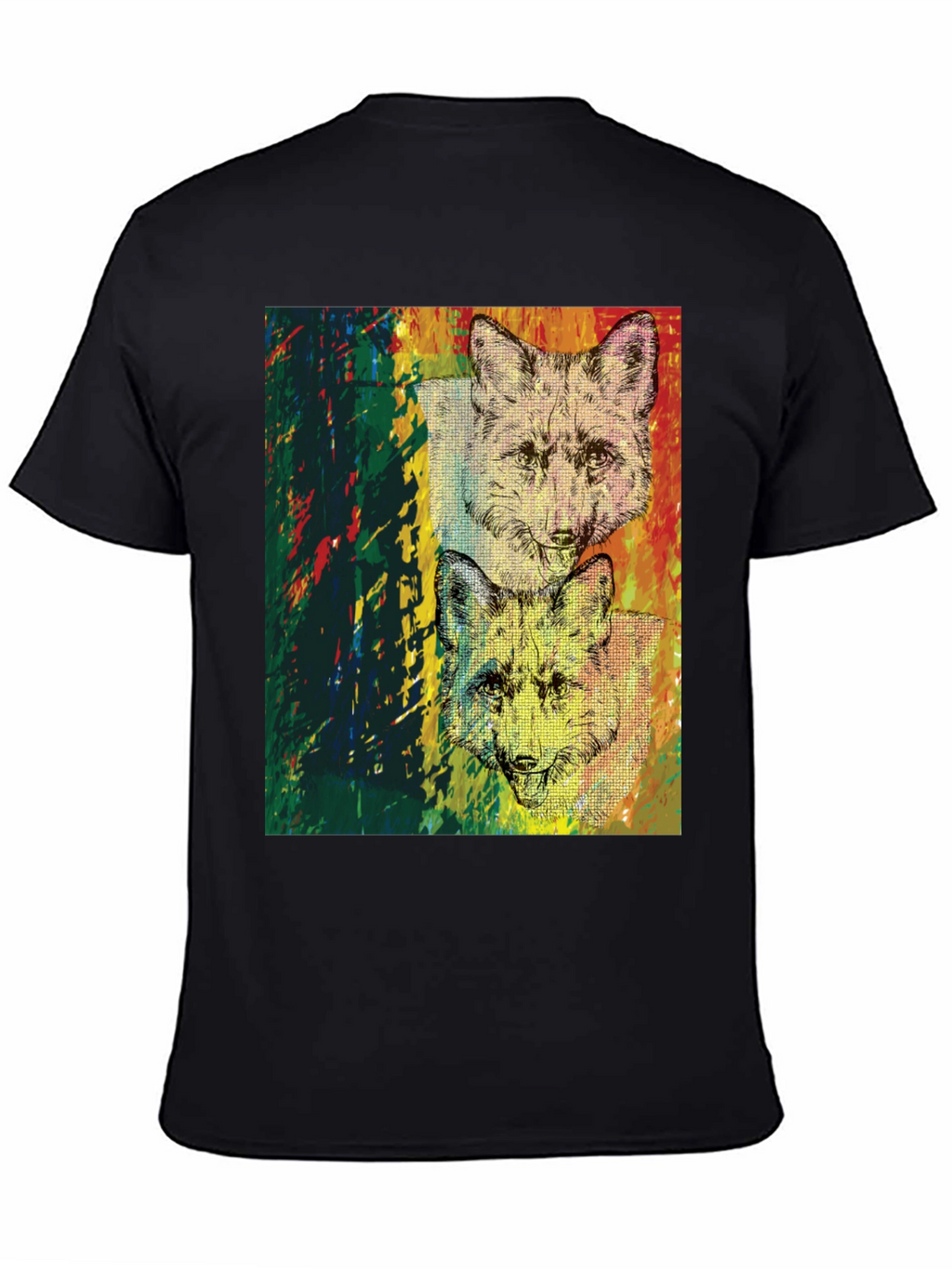 Fox Graphic Print Black T-Shirt