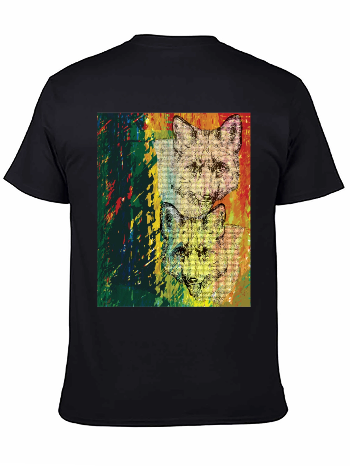 Fox Graphic Print Black T-Shirt