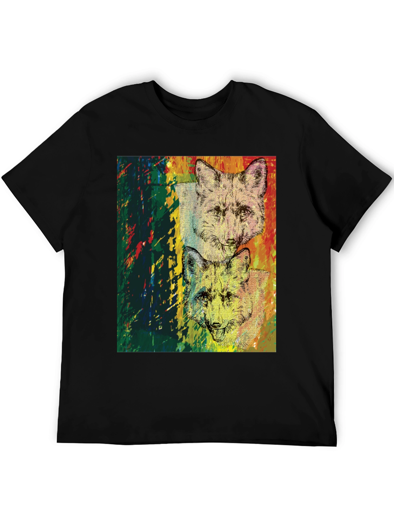 Fox Graphic Print Black T-Shirt
