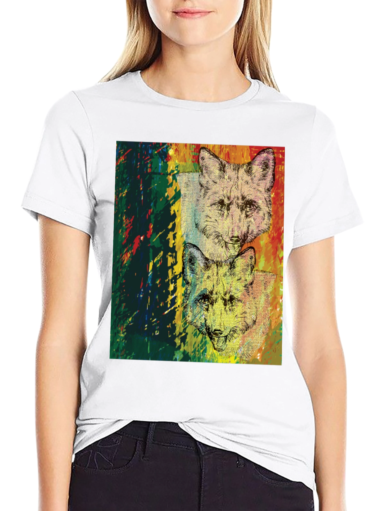 Fox Graphic Print Black T-Shirt