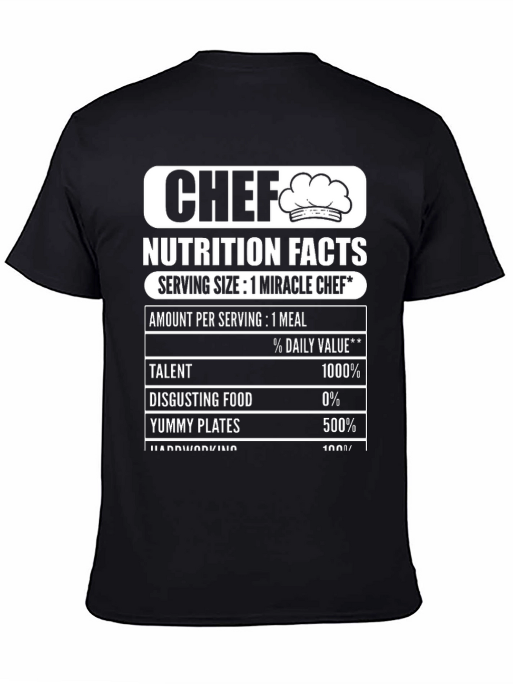 Chef Nutrition Facts Graphic T-Shirt