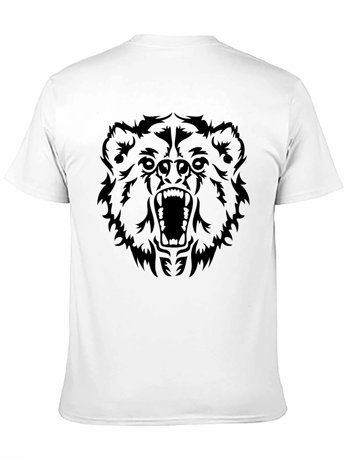 Roaring Bear Graphic Tee - Black Cotton T-Shirt