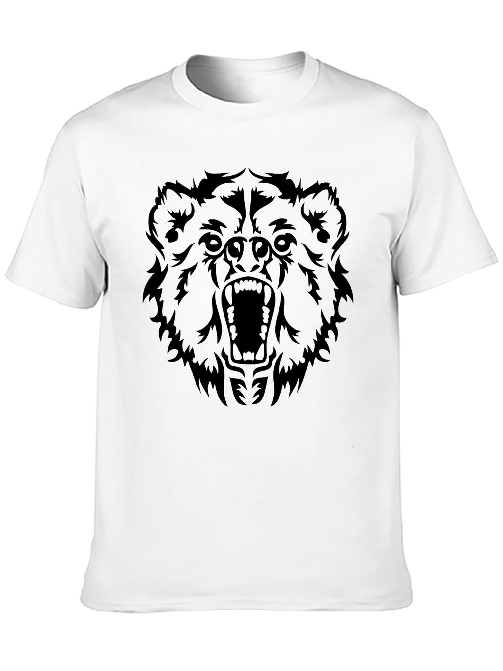 Roaring Bear Graphic Tee - Black Cotton T-Shirt