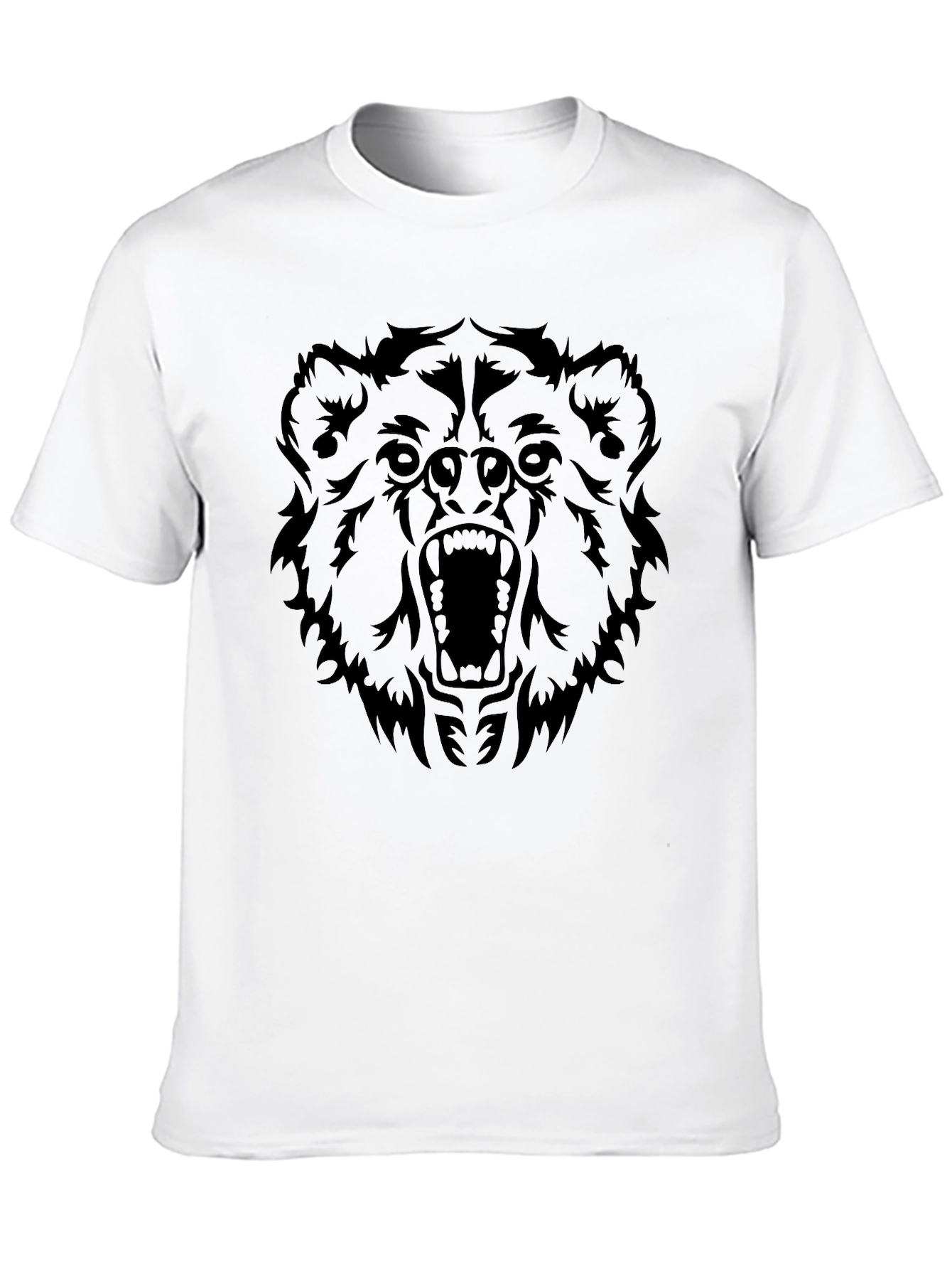Roaring Bear Graphic Tee - Black Cotton T-Shirt
