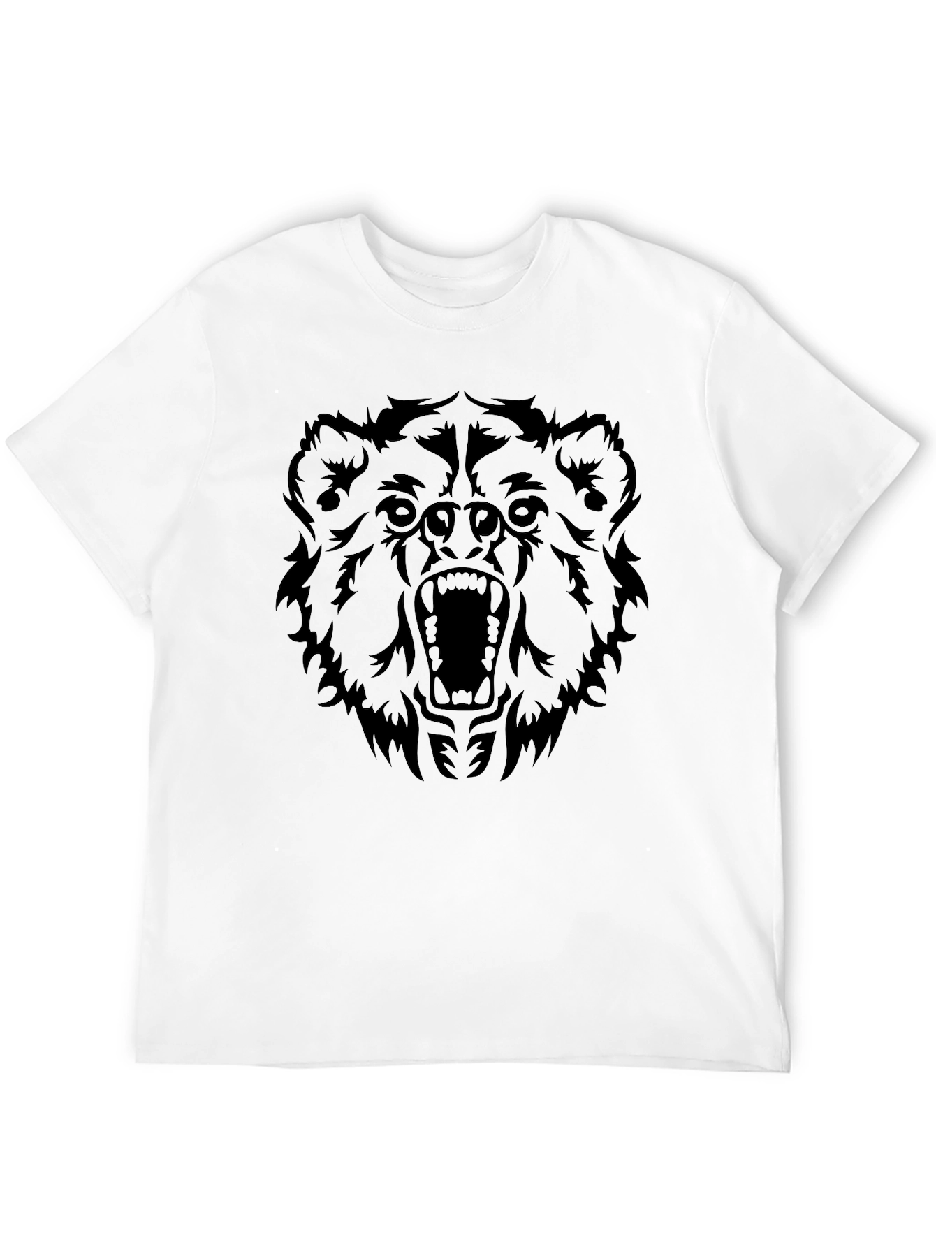 Roaring Bear Graphic Tee - Black Cotton T-Shirt