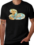 Geometric Swan Graphic Black T-Shirt