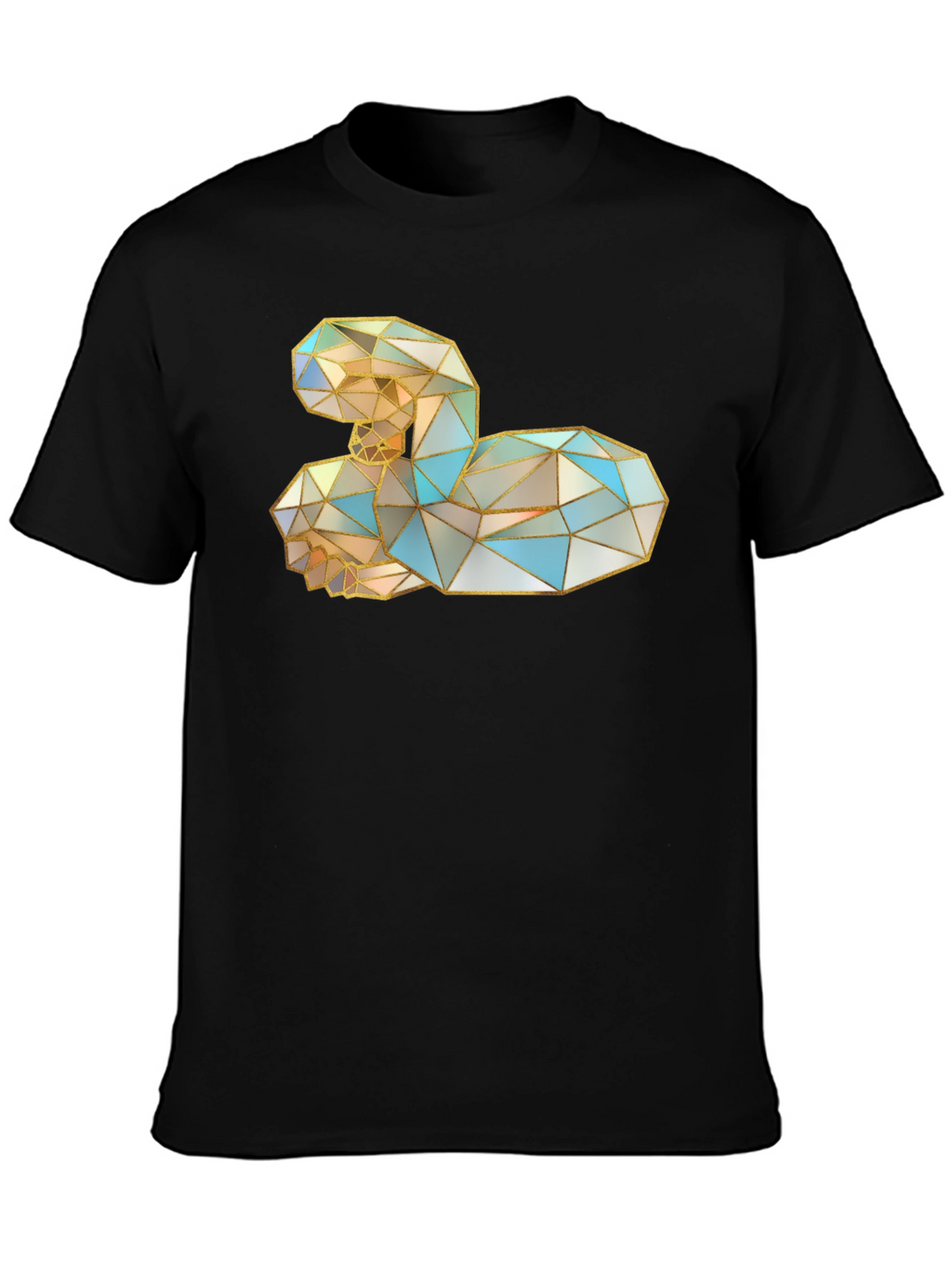 Geometric Swan Graphic Black T-Shirt