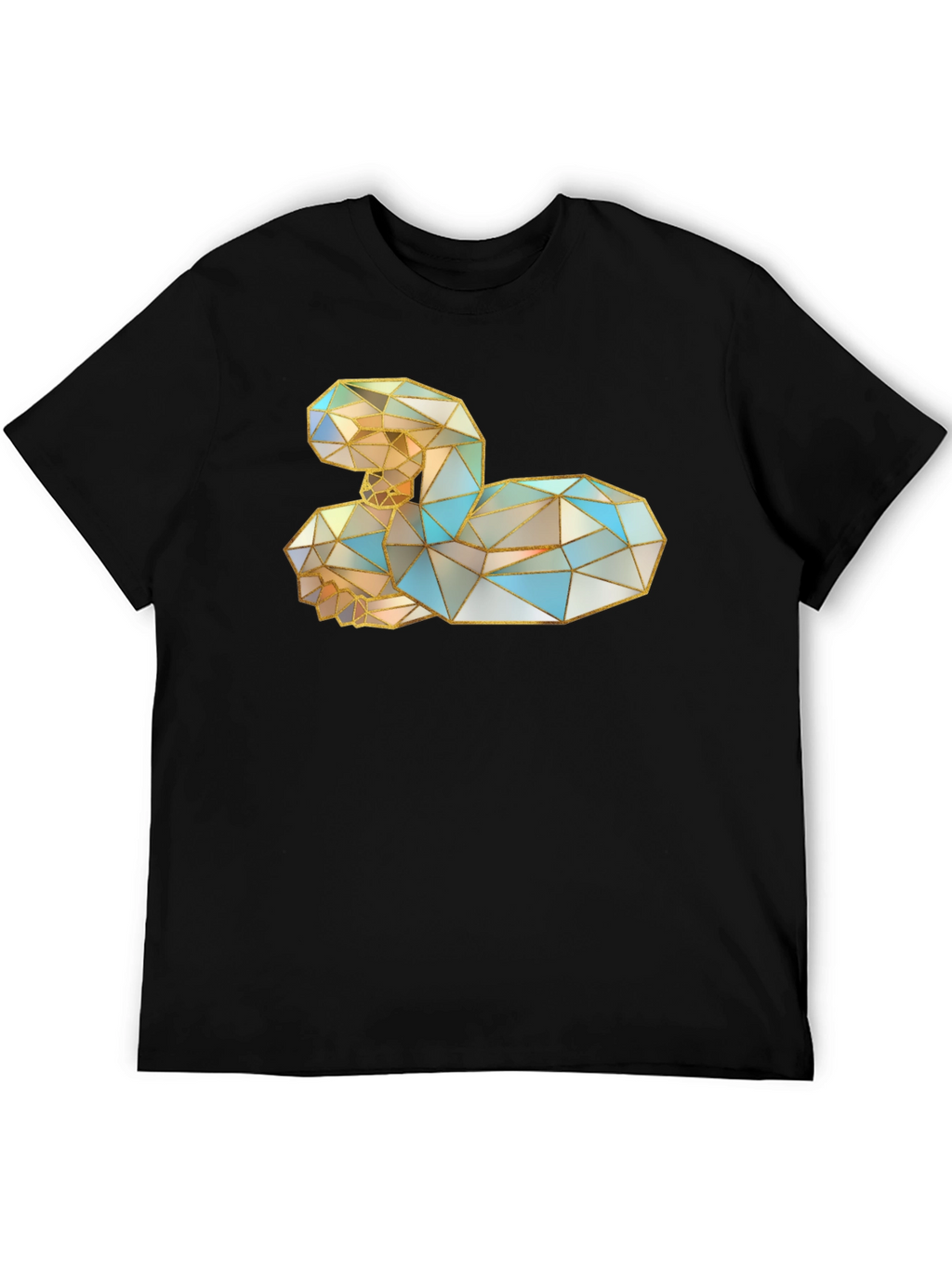 Geometric Swan Graphic Black T-Shirt