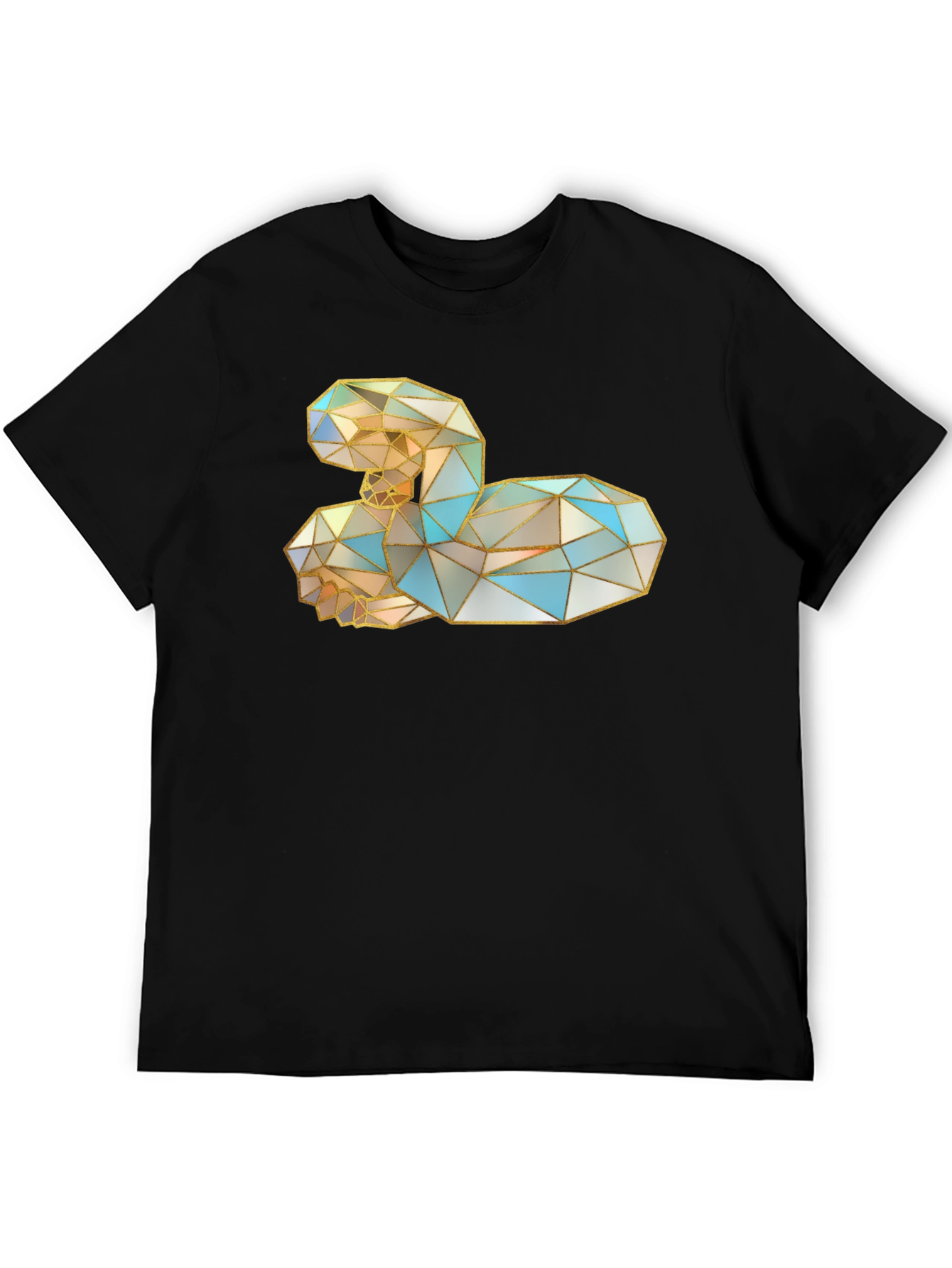 Geometric Swan Graphic Black T-Shirt