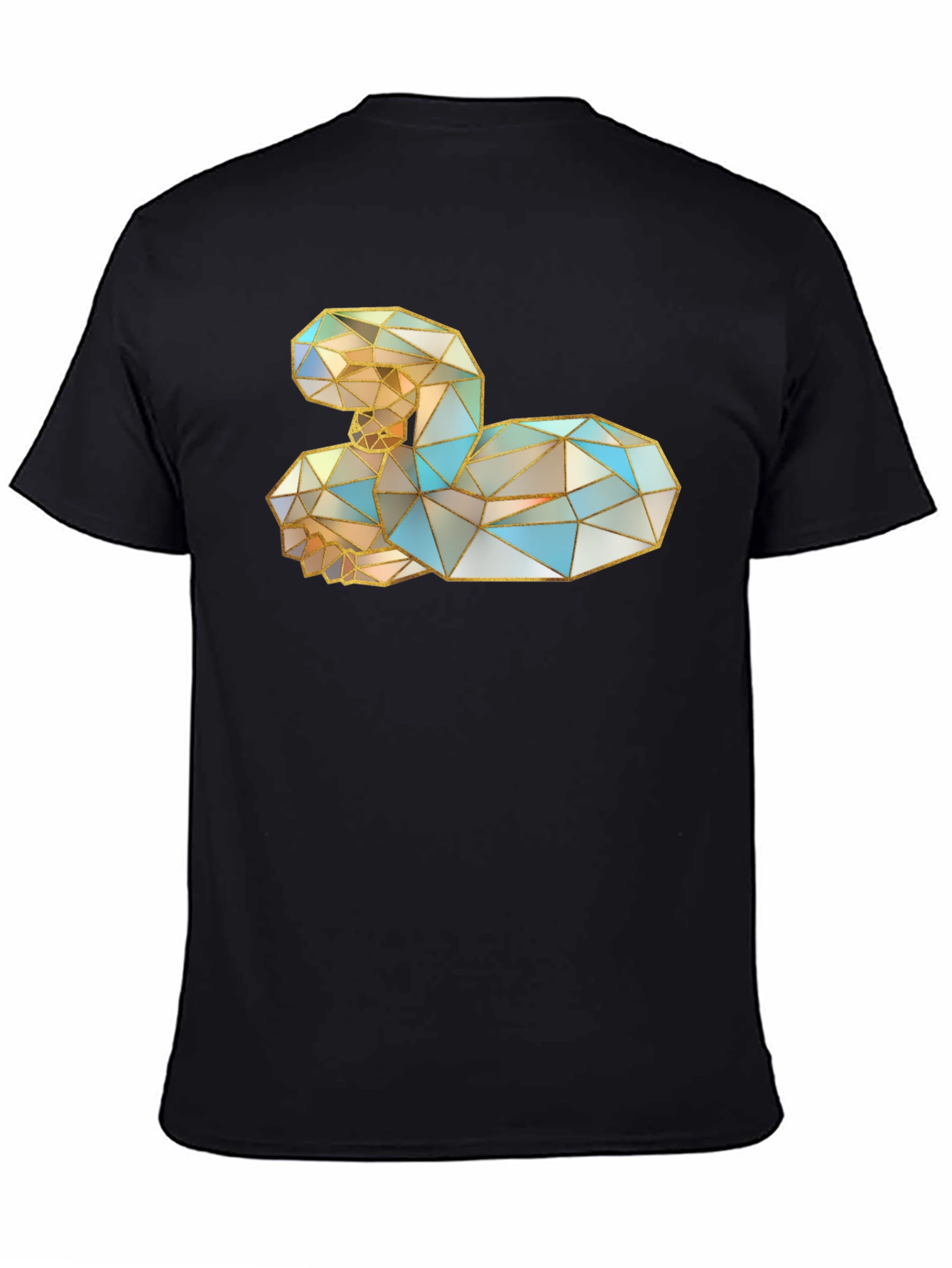 Geometric Swan Graphic Black T-Shirt
