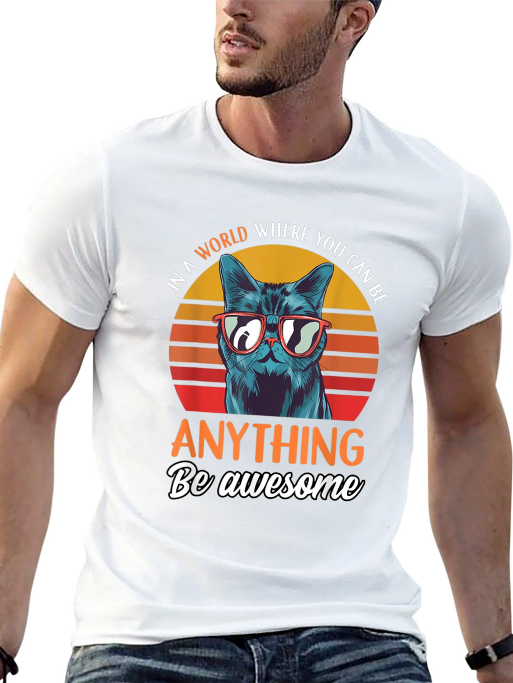 Be Awesome Cat T-Shirt - Funny Cat Graphic Tee
