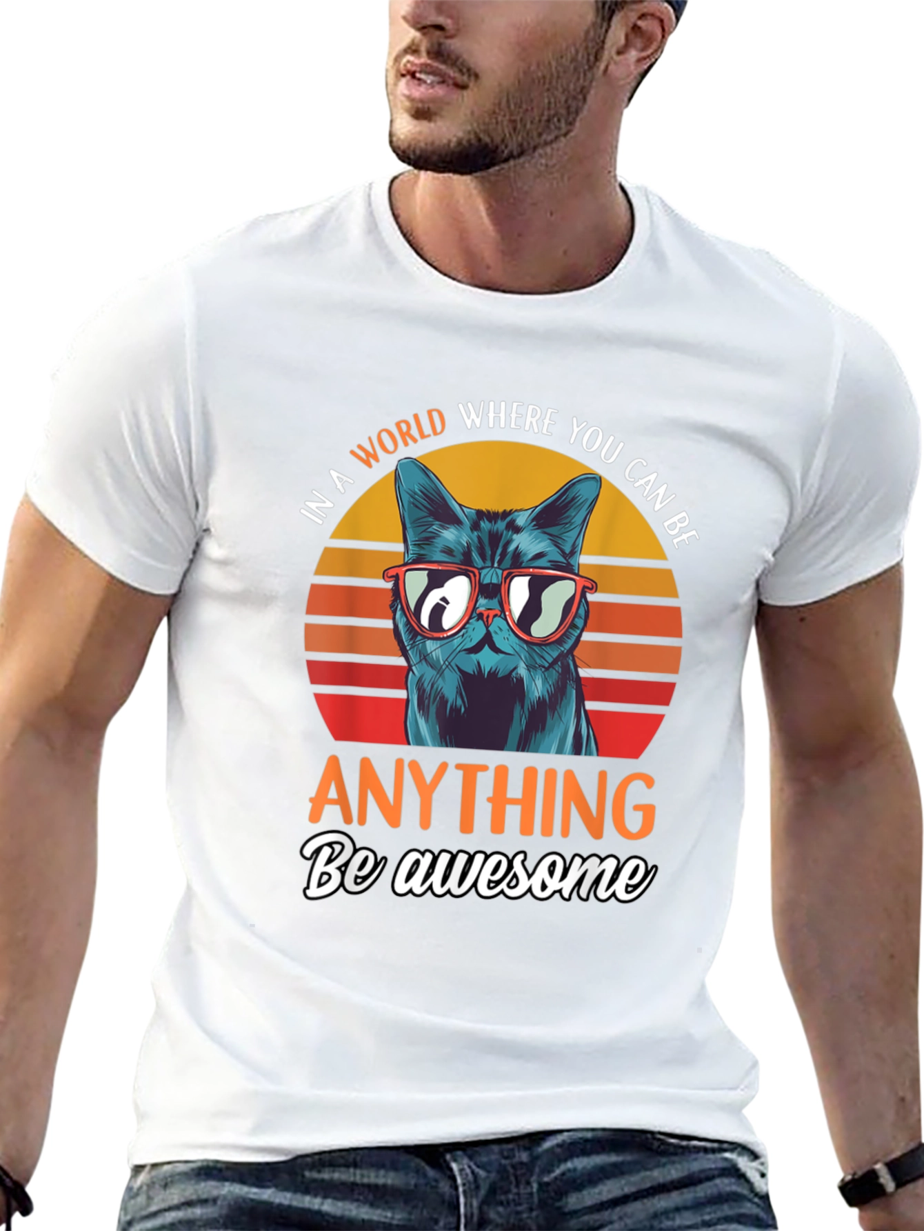 Be Awesome Cat T-Shirt - Funny Cat Graphic Tee