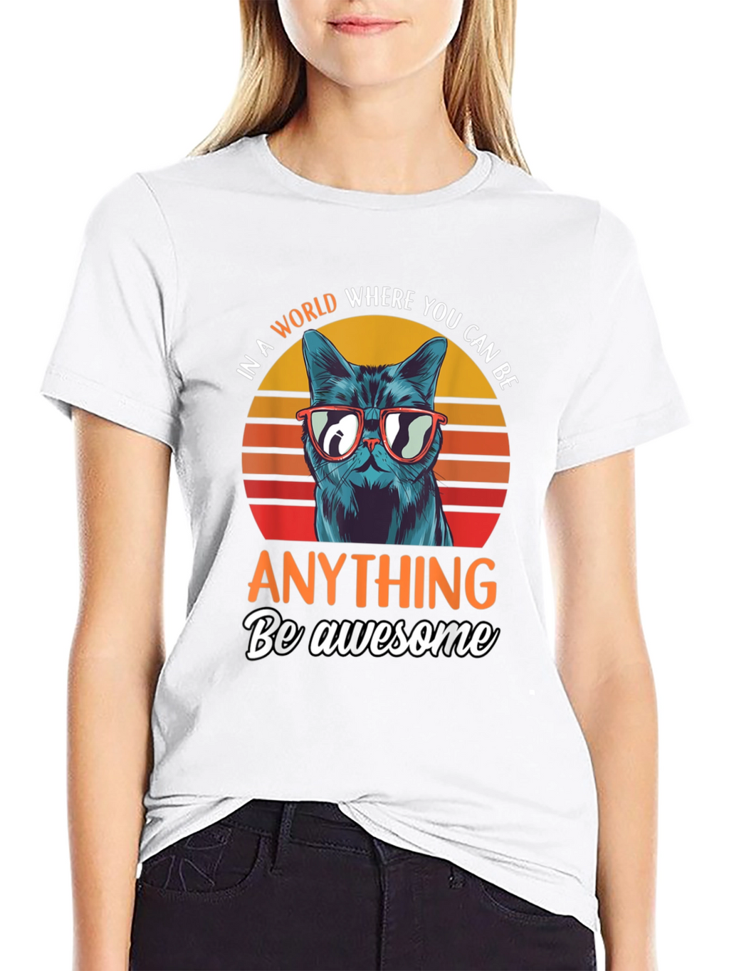 Be Awesome Cat T-Shirt - Funny Cat Graphic Tee