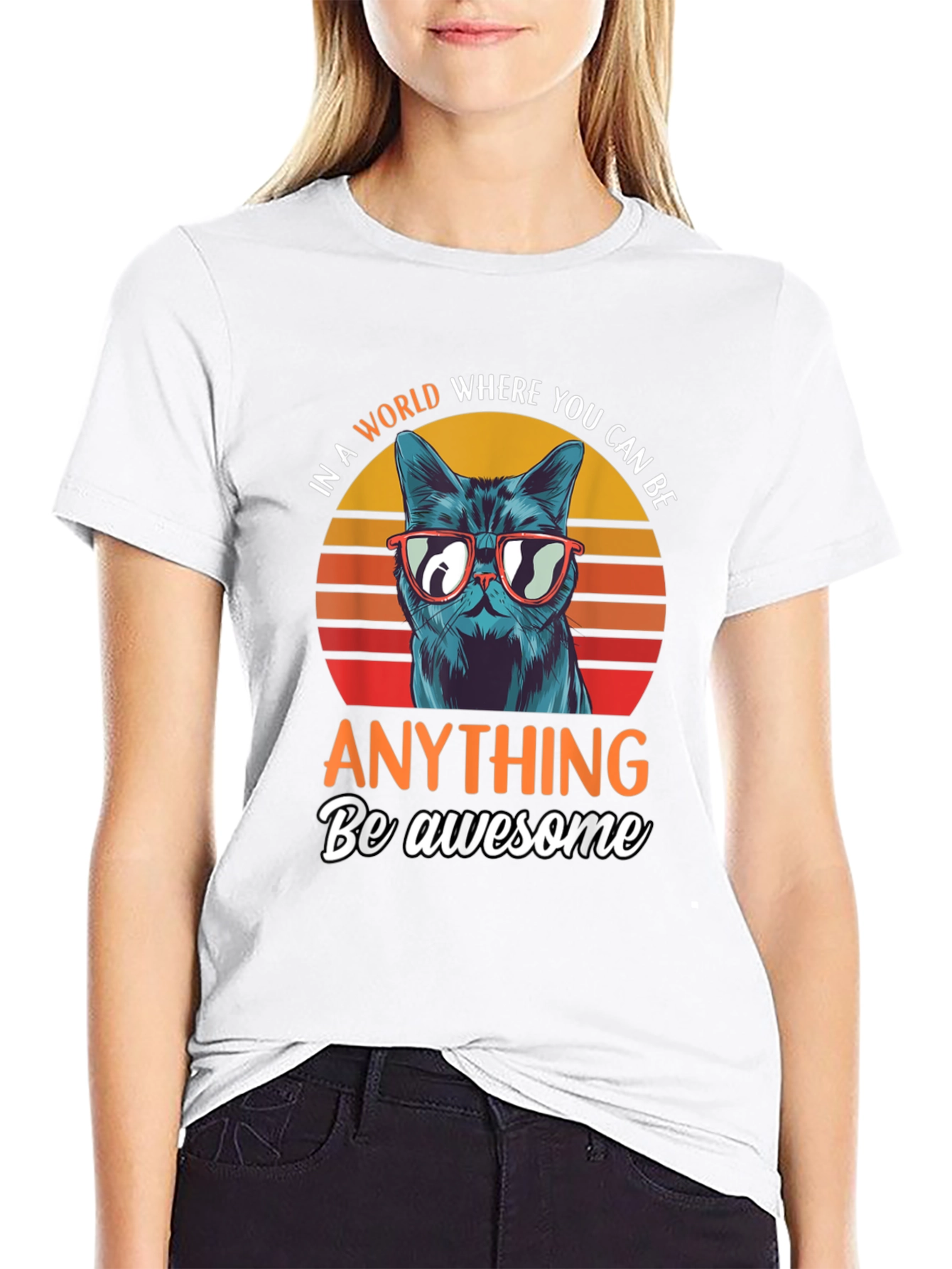 Be Awesome Cat T-Shirt - Funny Cat Graphic Tee