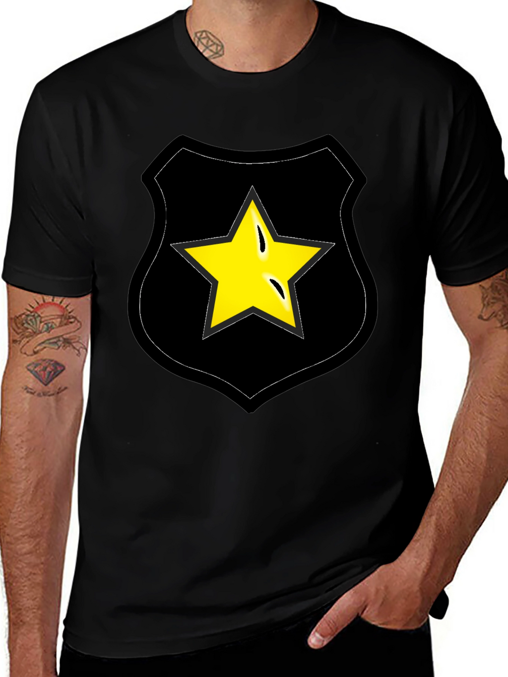 Star Badge Graphic Tee - Black