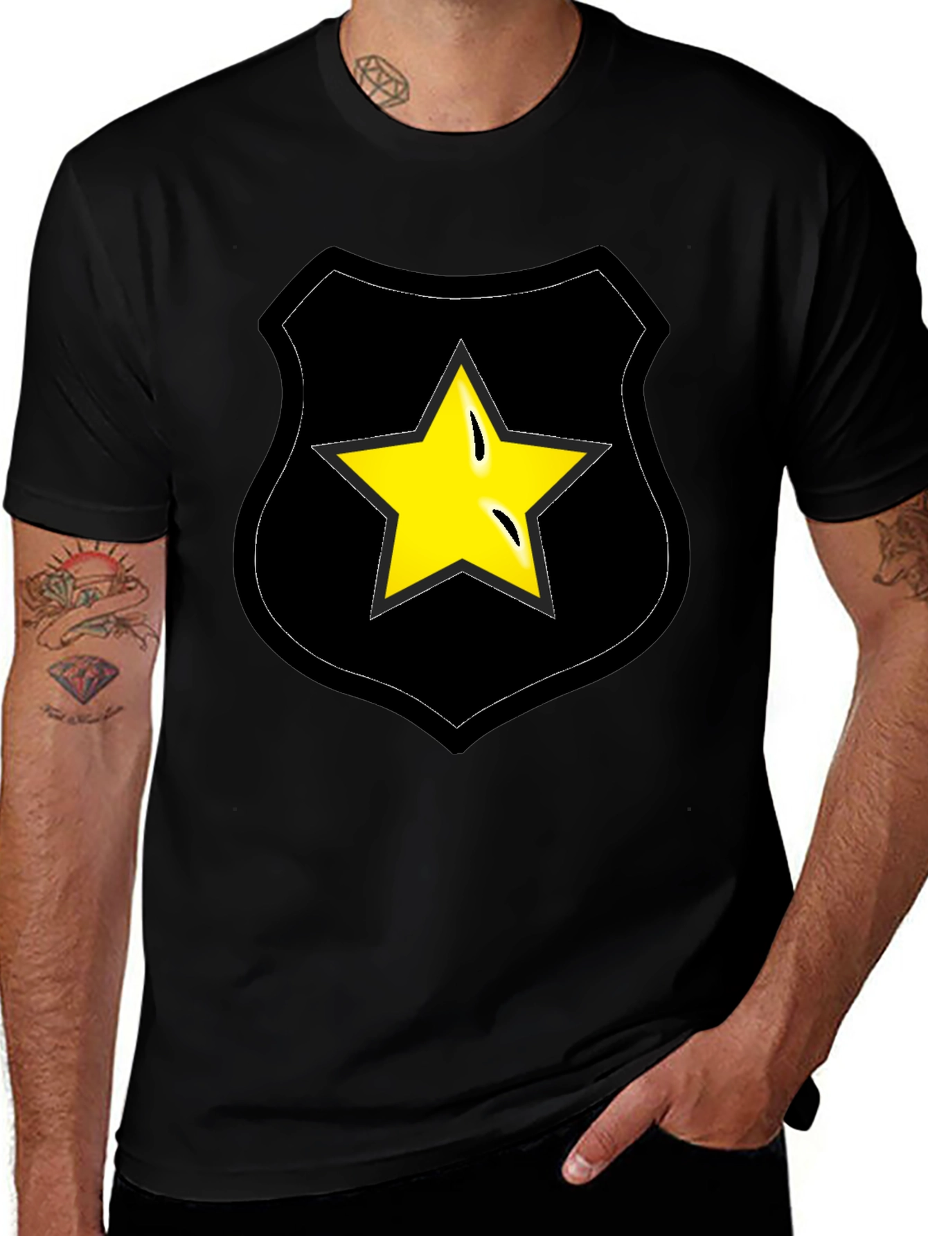 Star Badge Graphic Tee - Black
