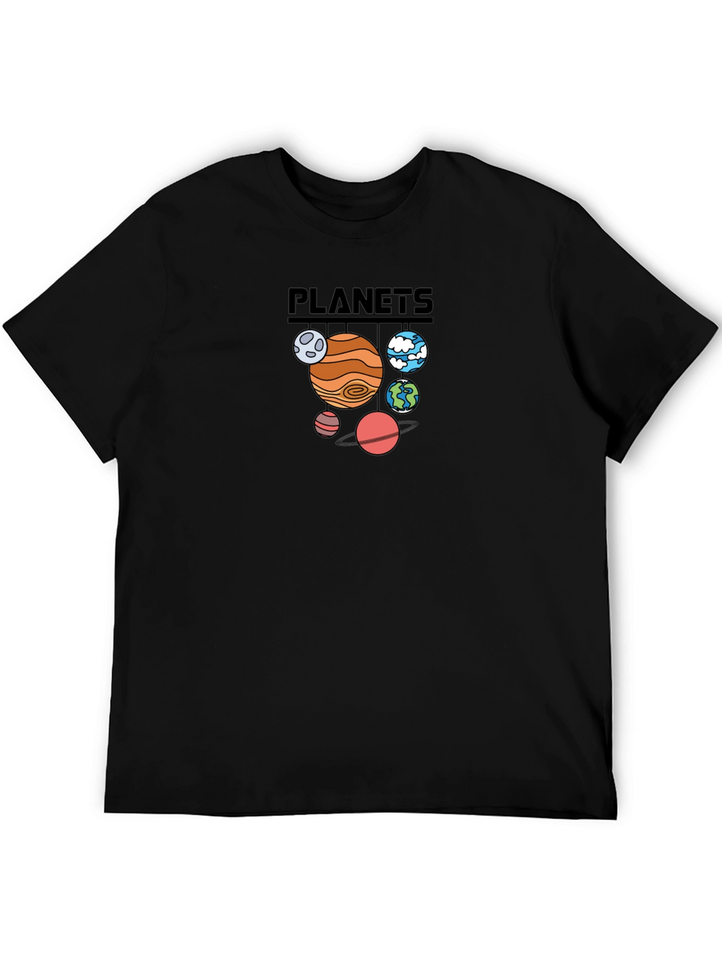 Planets Graphic Print Black T-Shirt