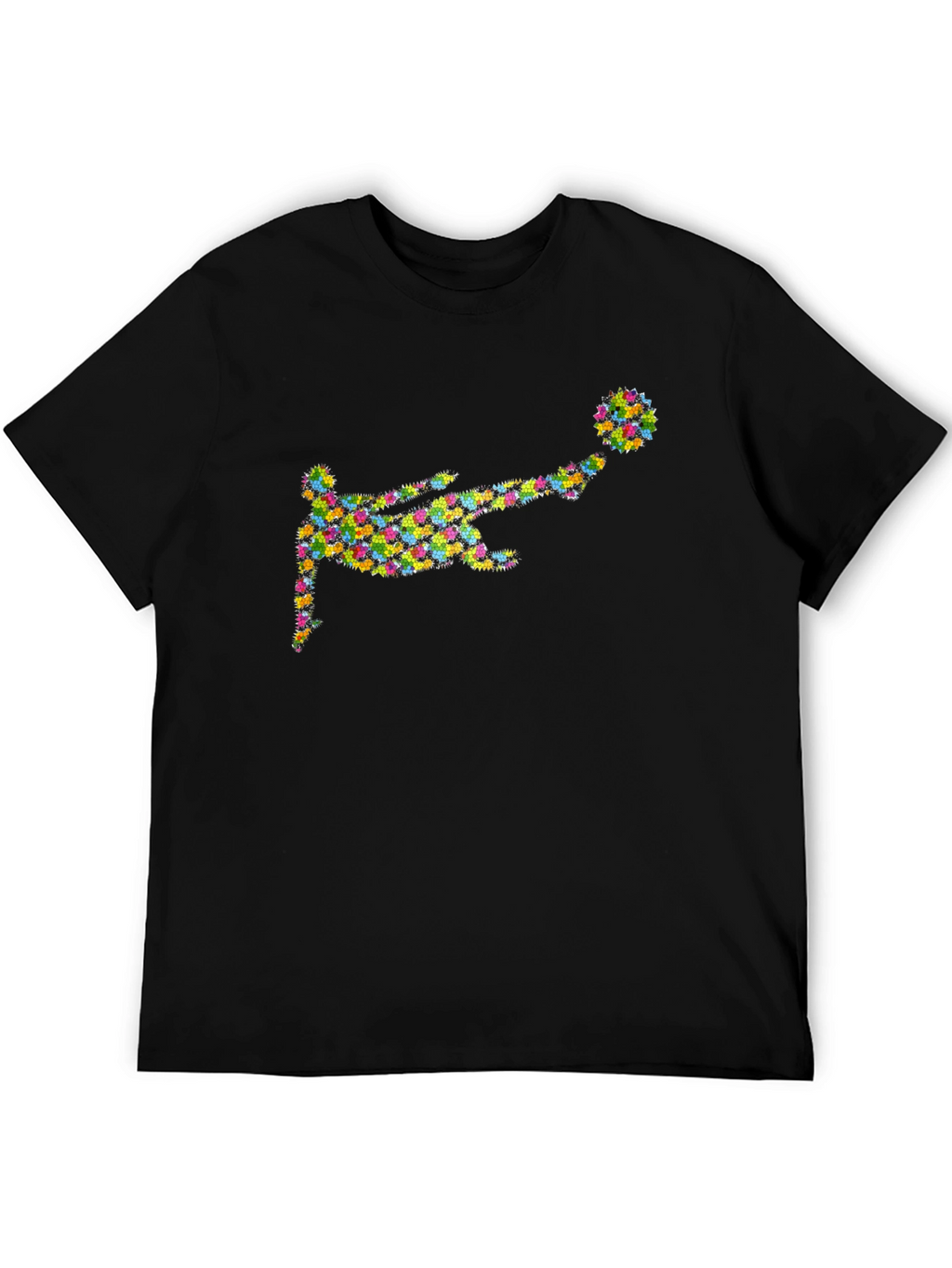Floral Soccer Kick Black Graphic Tee