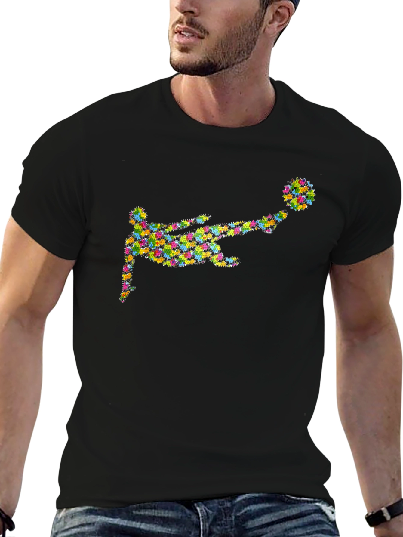 Floral Soccer Kick Black Graphic Tee