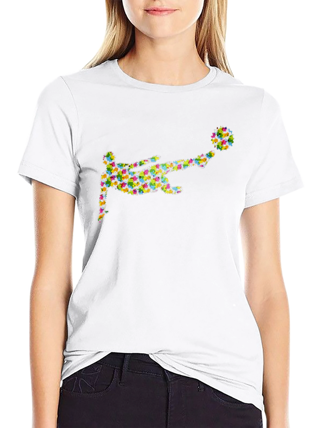 Floral Soccer Kick Black Graphic Tee