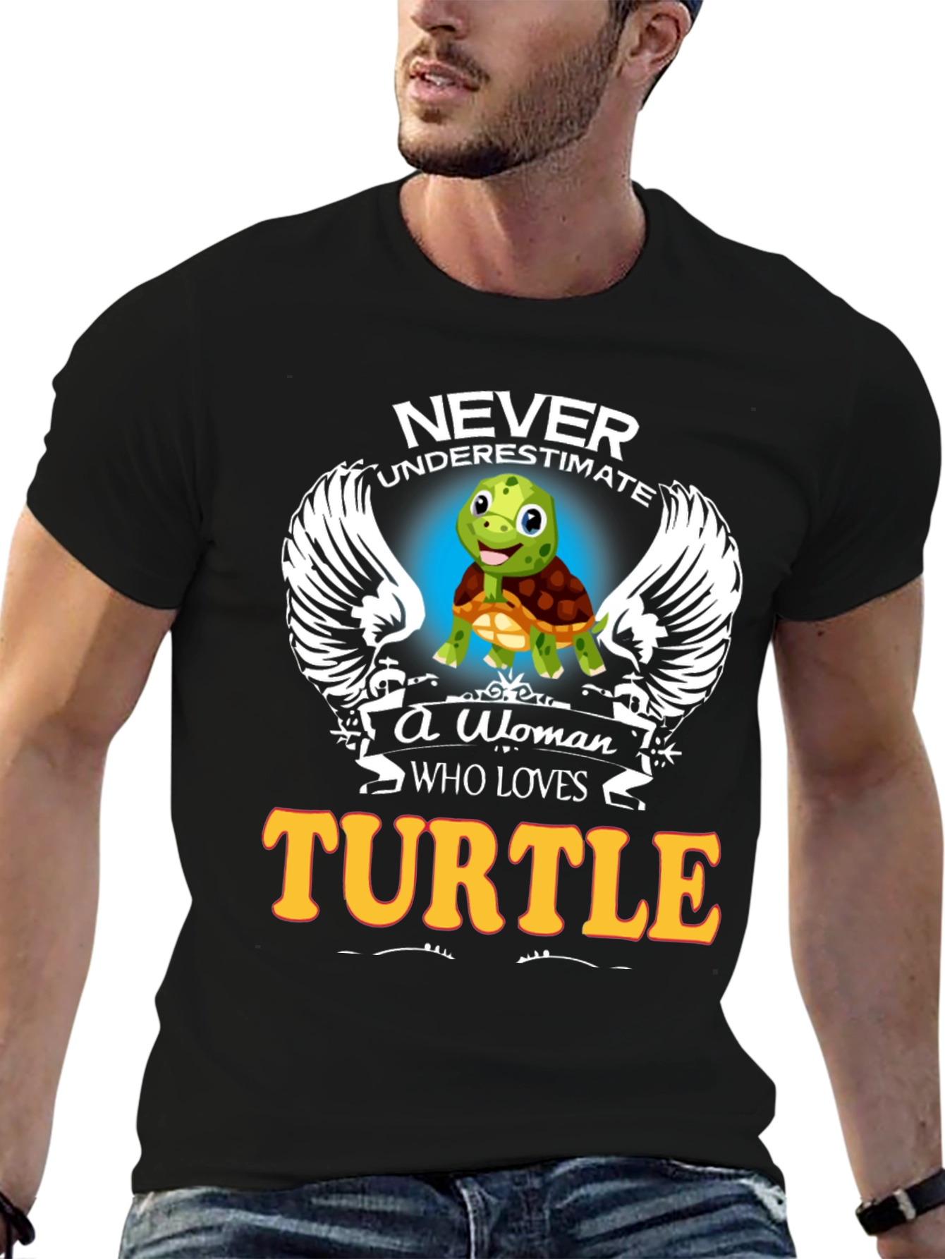 Never Underestimate Woman Turtle Lover Black T-Shirt