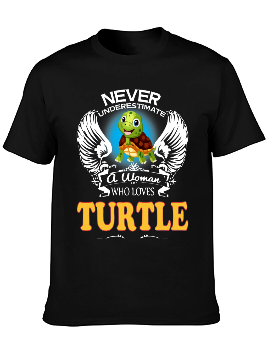 Never Underestimate Woman Turtle Lover Black T-Shirt
